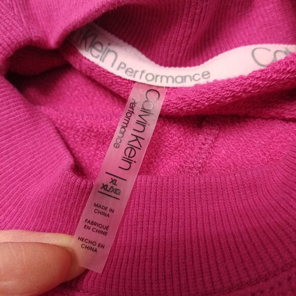 Calvin Klein Performance Women's Pink Logo Cropped Top Sweatshirt Size XL - Picture 7 of 8
